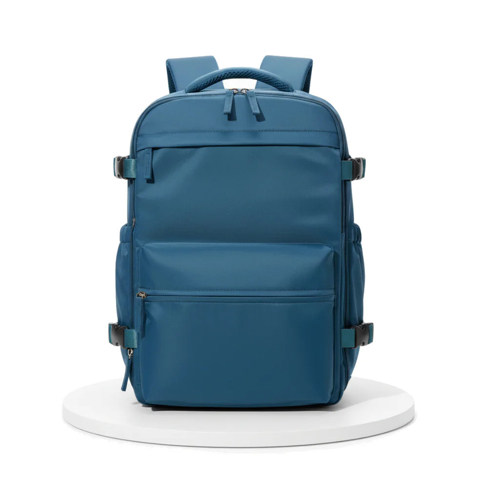 Blue backpack on a white background