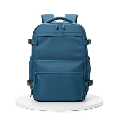 Blue backpack on a white background